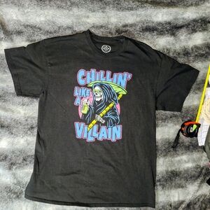 Black Graphic Tee with Grim Reaper Design